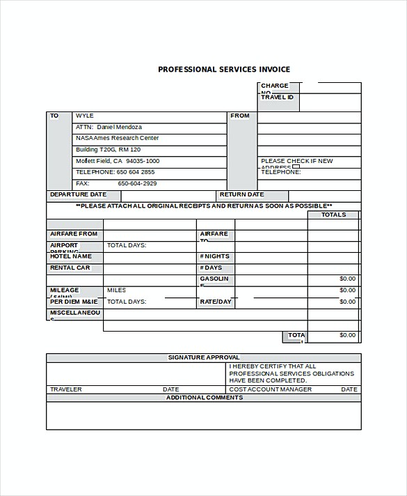 Professional Services Invoice