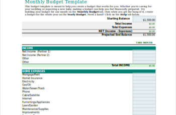 RMI Personal Budget Worksheet Excel Format
