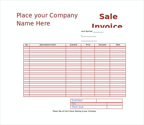 Sales Invoice templates Word Format Free