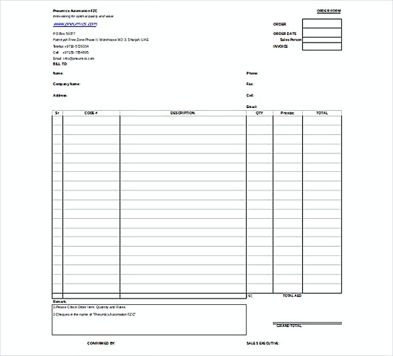 Sales Order Invoice Free Excel templatess