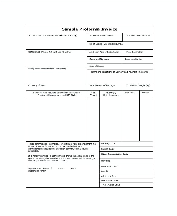 Sample Proforma Invoice