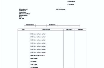 Self Employed Chef Invoice templates