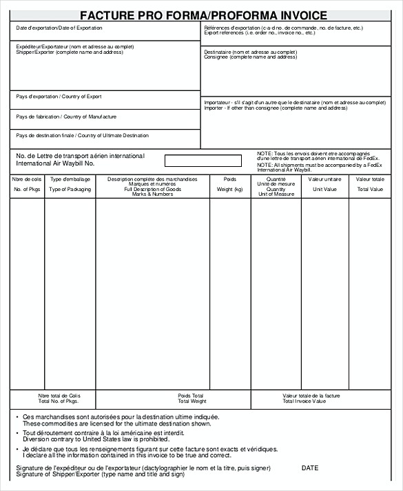 Simple Facture Proforma Invoice