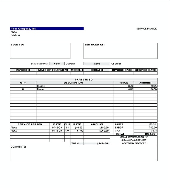 Simple Invoice templates Of Service Excel Format