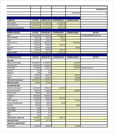 Small Business Budget Template