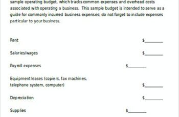 Small Business Operating Budget Template