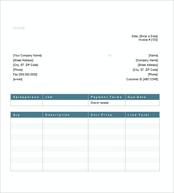 Word Service Invoice templates