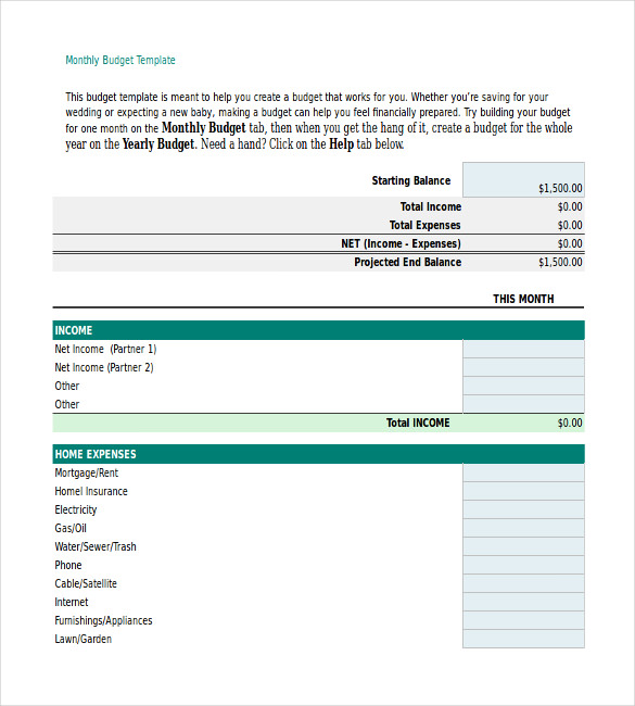 XLS Personal Budget Spreadsheet