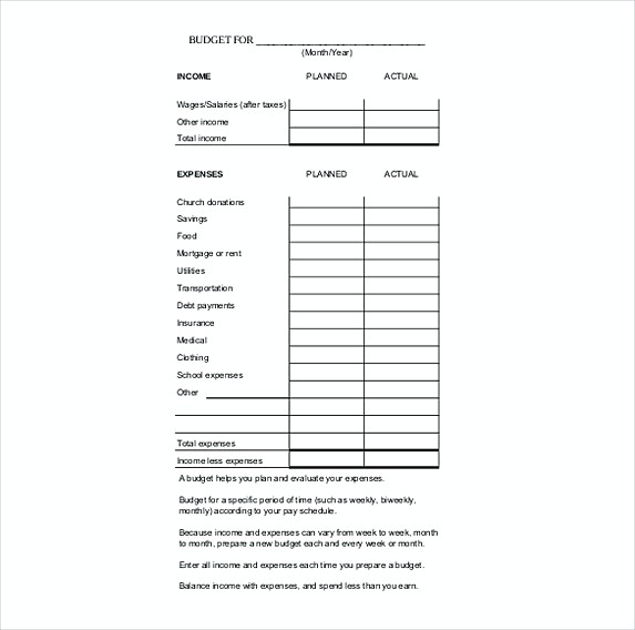 family budget tracker template