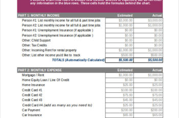 household budget template excel