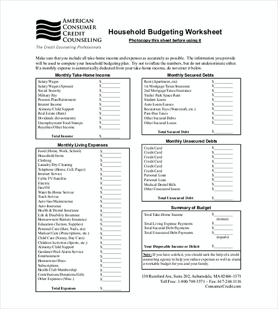 household budget tracker template Format