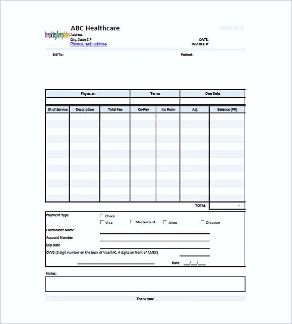 medical invoice templates free