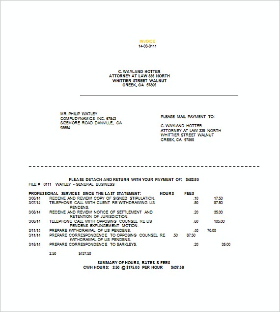 sample legal invoice templates