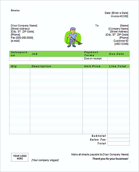 simple Free Microsoft Cleaning Service Invoice templates Word