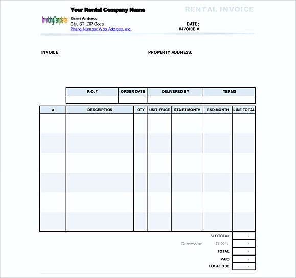 simple Rental Invoice Free Doc Format