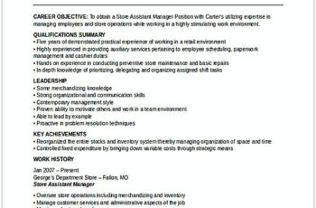 Assistant Store Manager Resume 2