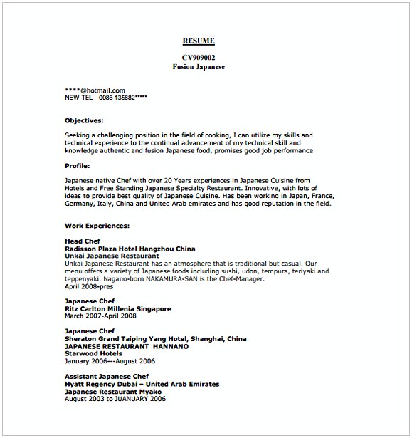 Commis Chef Resume Template