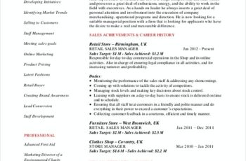 Retail Sales Manager Resume