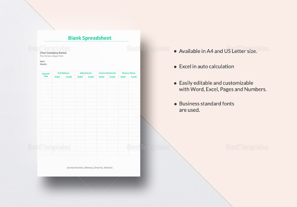 Blank Spreadsheet Template