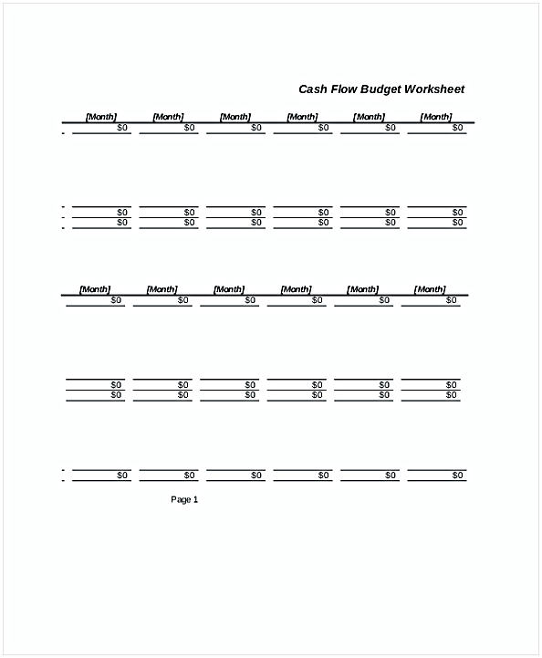 Cash Flow Budget Worksheet