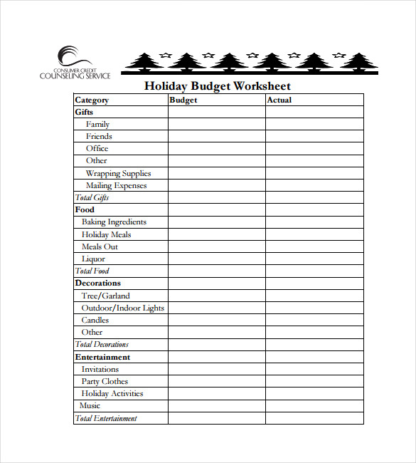 Holiday Budget SpreadsheetPDF Template