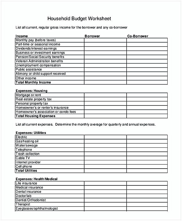 Household Budget Worksheet1