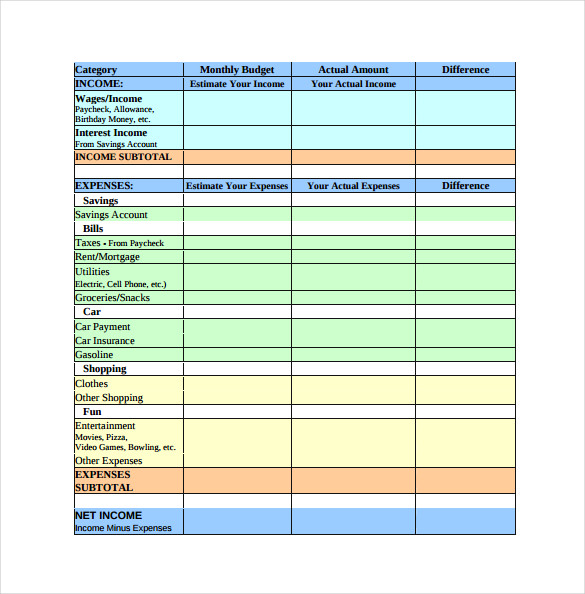 Blank Spreadsheet Printable