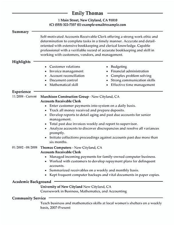 accounts receivable clerk accounting and finance