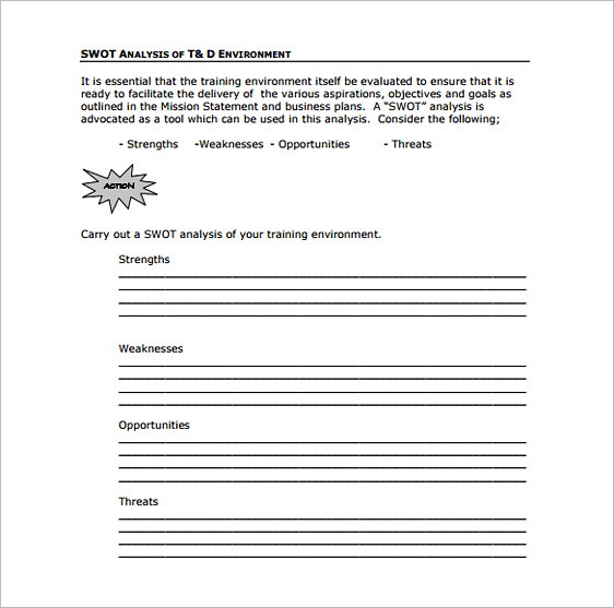 Printable SWOT Analysis Training Environment