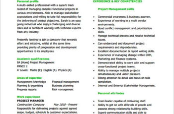 Project Manager Resume PDF Free Download