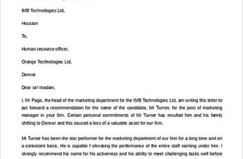 Recommendation Letter for Former Employee templates Example