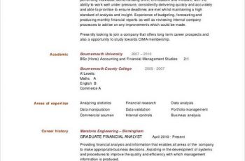 Graduate Financial Analyst Resume templates