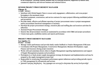 project procurement manager resume sample