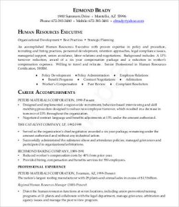 Sample Human Resources Manager Resume