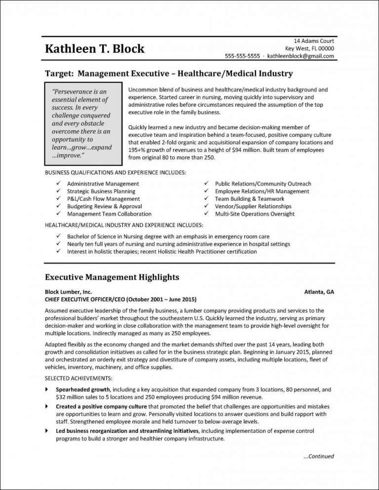 Healthcare Management Resume - Management Healthcare Resume 768x993 