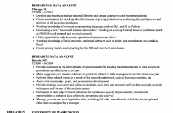research data analyst resume sample