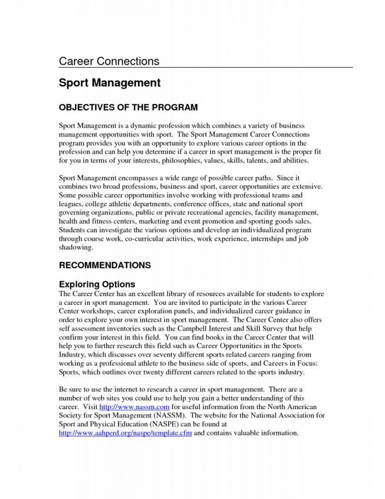 Sports Management Resume