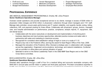 senior operasional manager healthcare resume