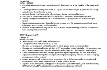 test qa analyst resume sample
