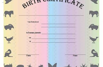Birth Certificate for Pets Animal Printable