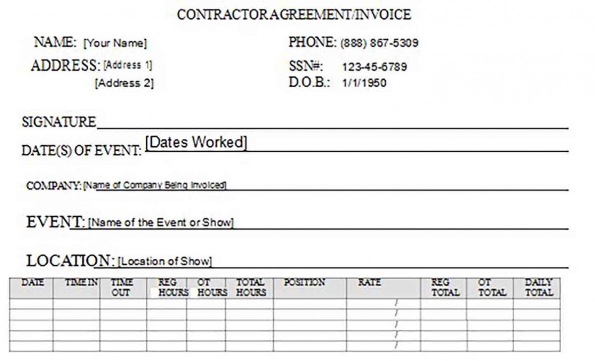 Contractor Agreement Invoice 1