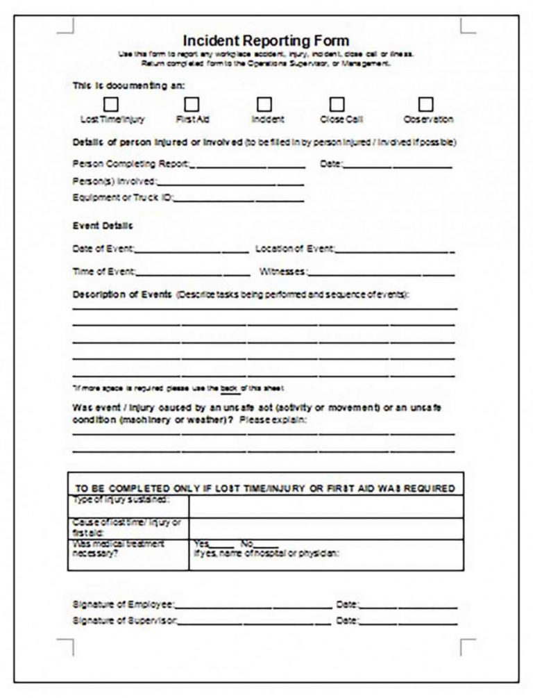 What Needs to Be Documented in Incident Report Template to Assist in ...