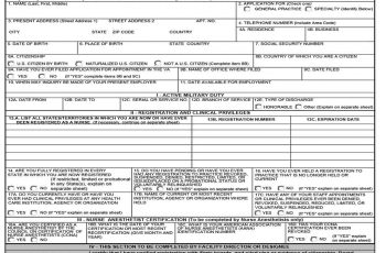 Generic Nursing Job Application Form templates 1