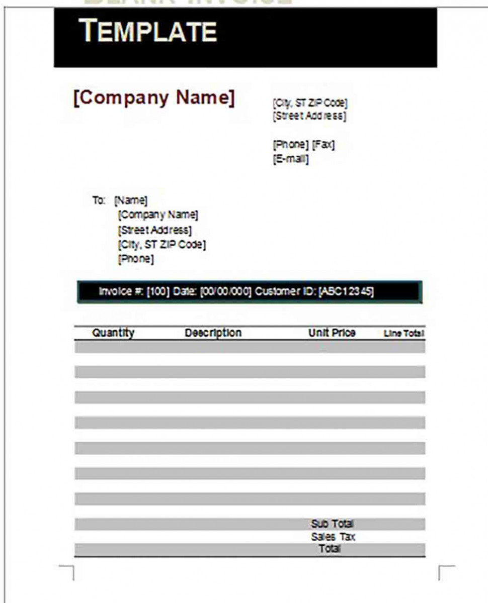 Google Blank Invoice templates