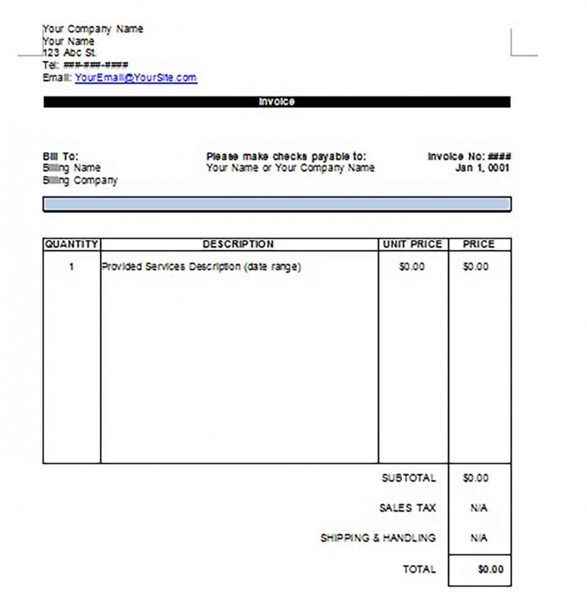 Google Invoice templatess