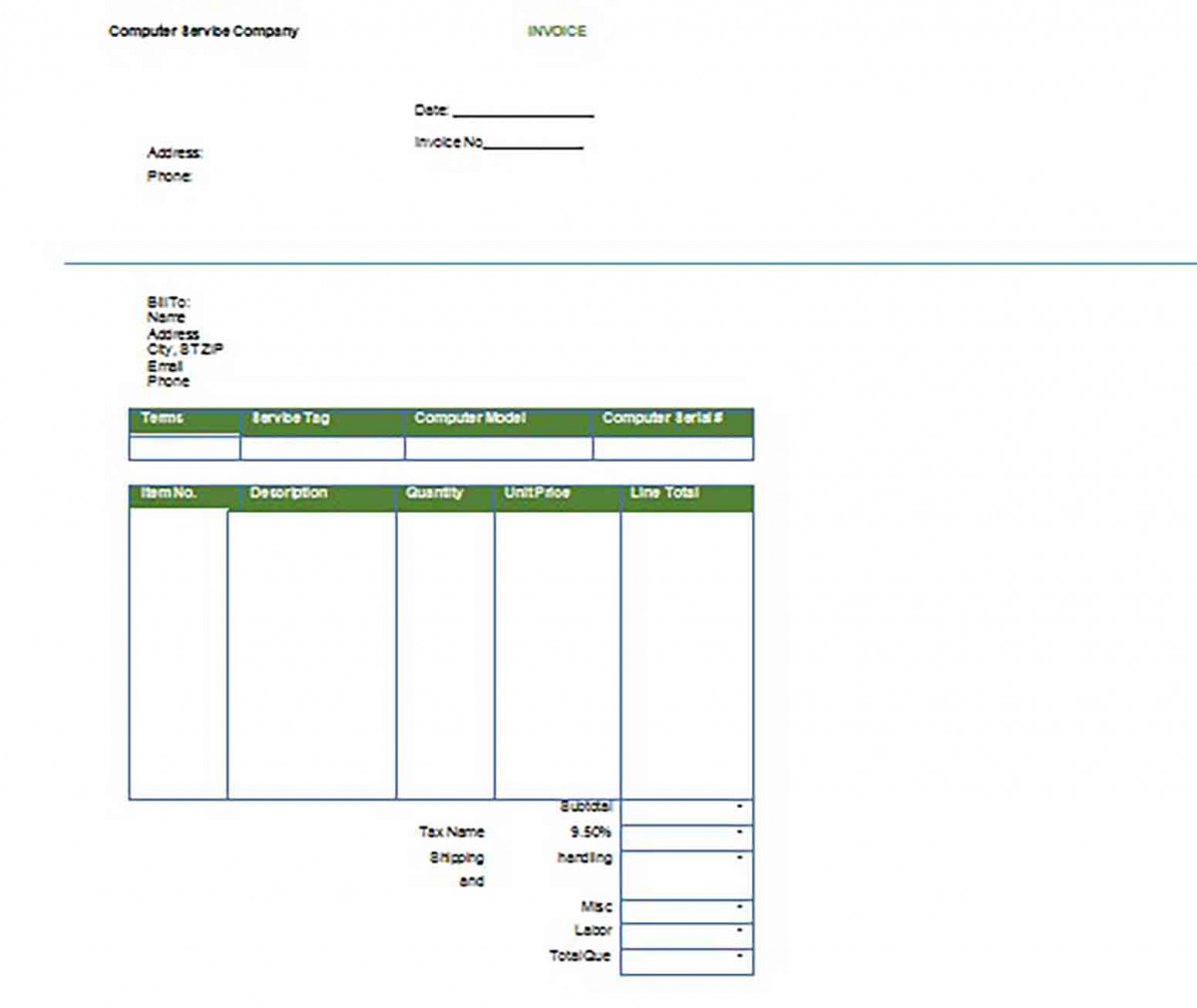 Printable Google Invoice templates