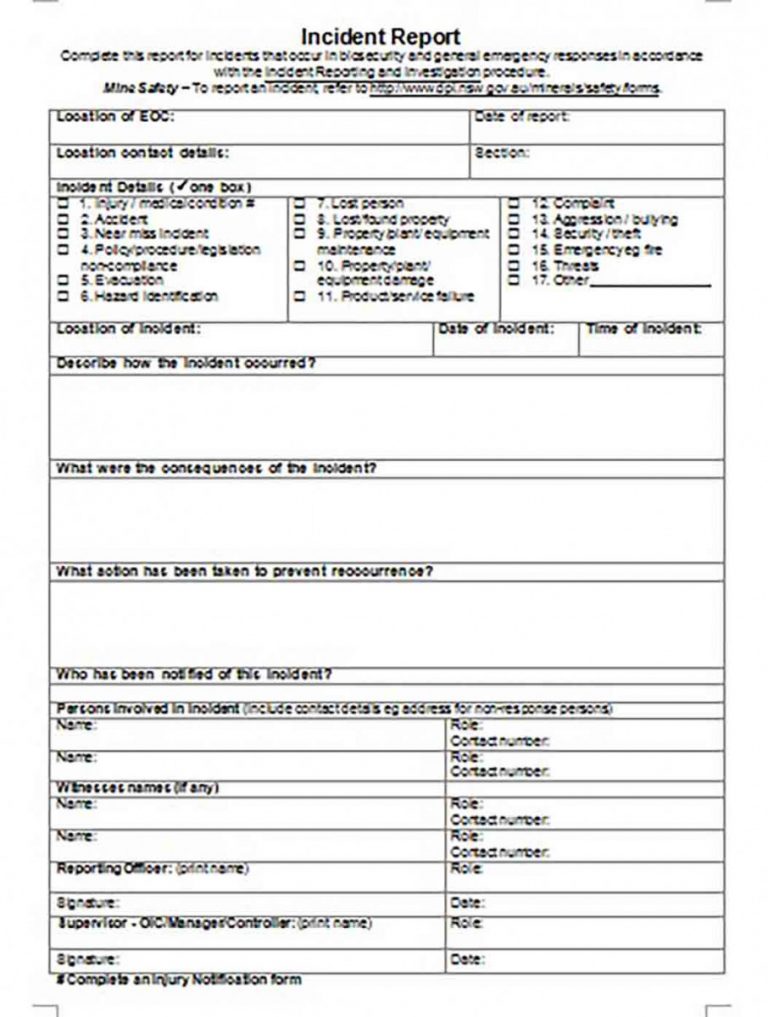 What Needs to Be Documented in Incident Report Template to Assist in ...