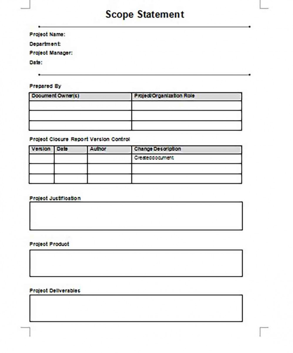 Scope of Work Template and Details of the Document