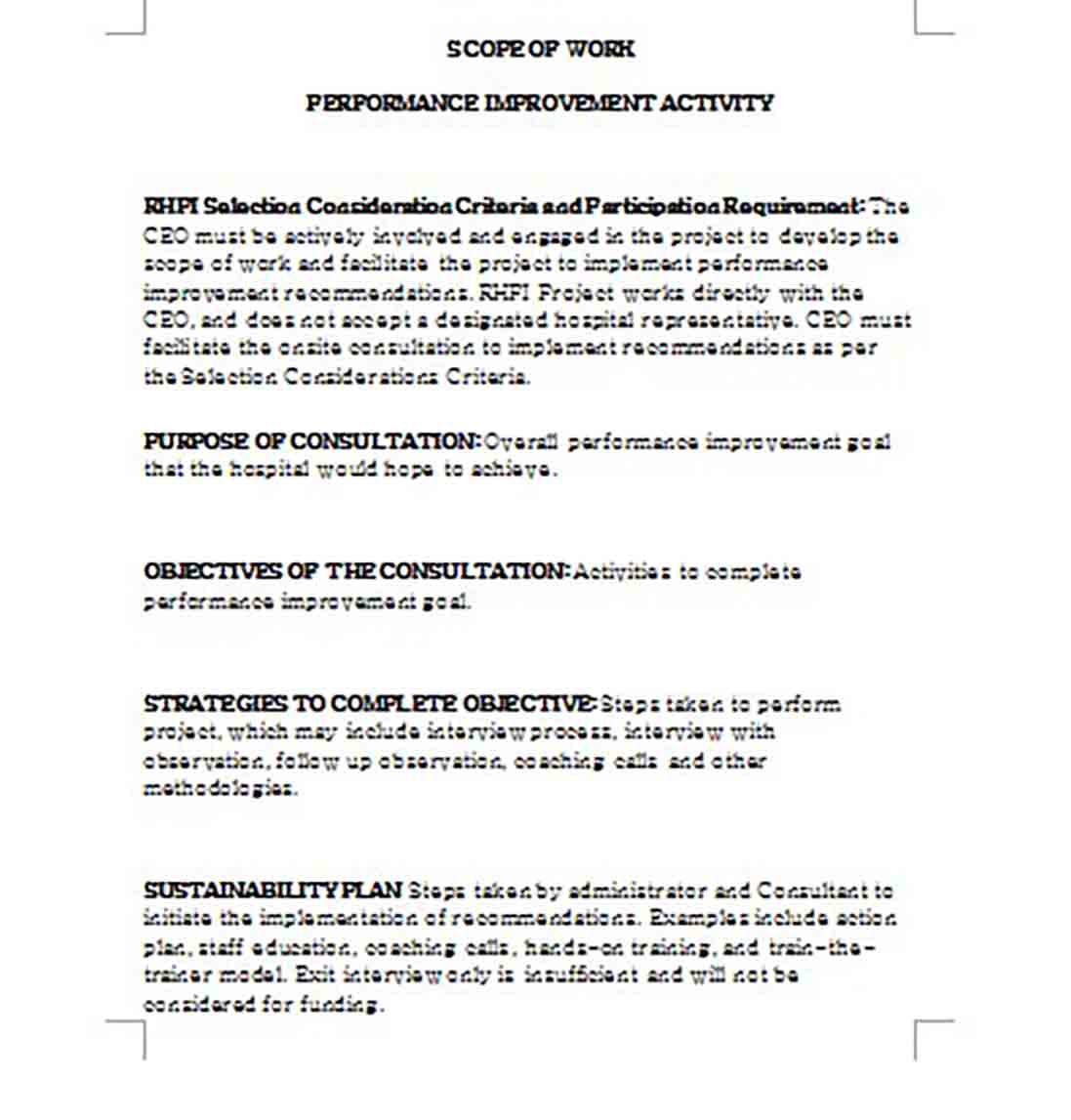 Scope of Work templates