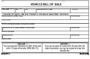 Vehicle Bill of Sale